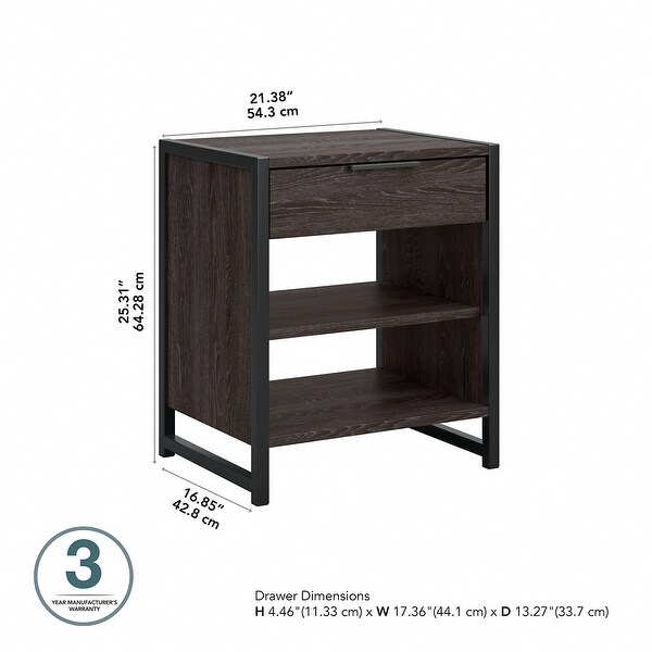 Atria Small Nightstand with Drawer and Shelves by Bush Furniture - - 34551634