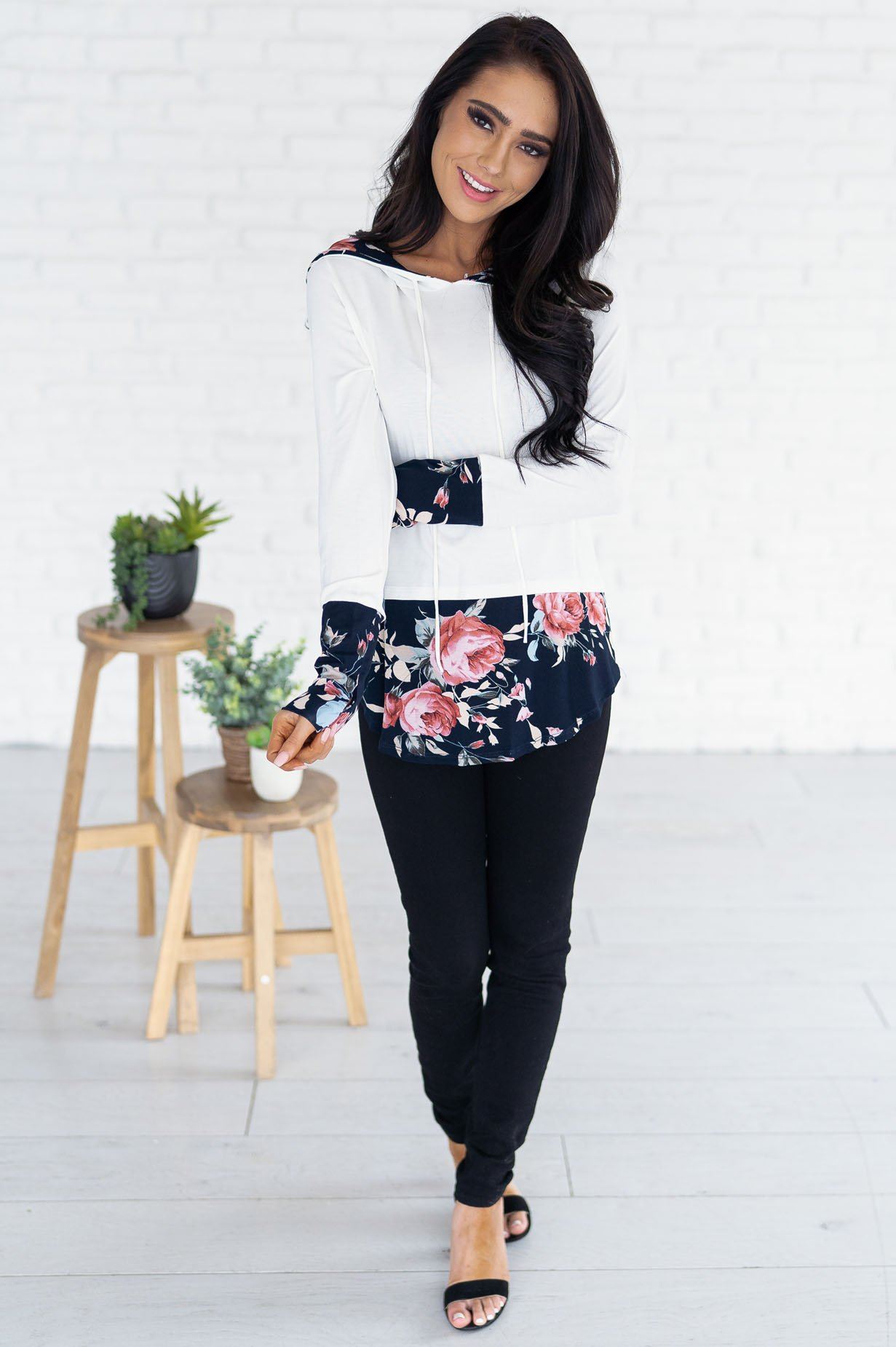 Midnight Blooms Modest Hoodie