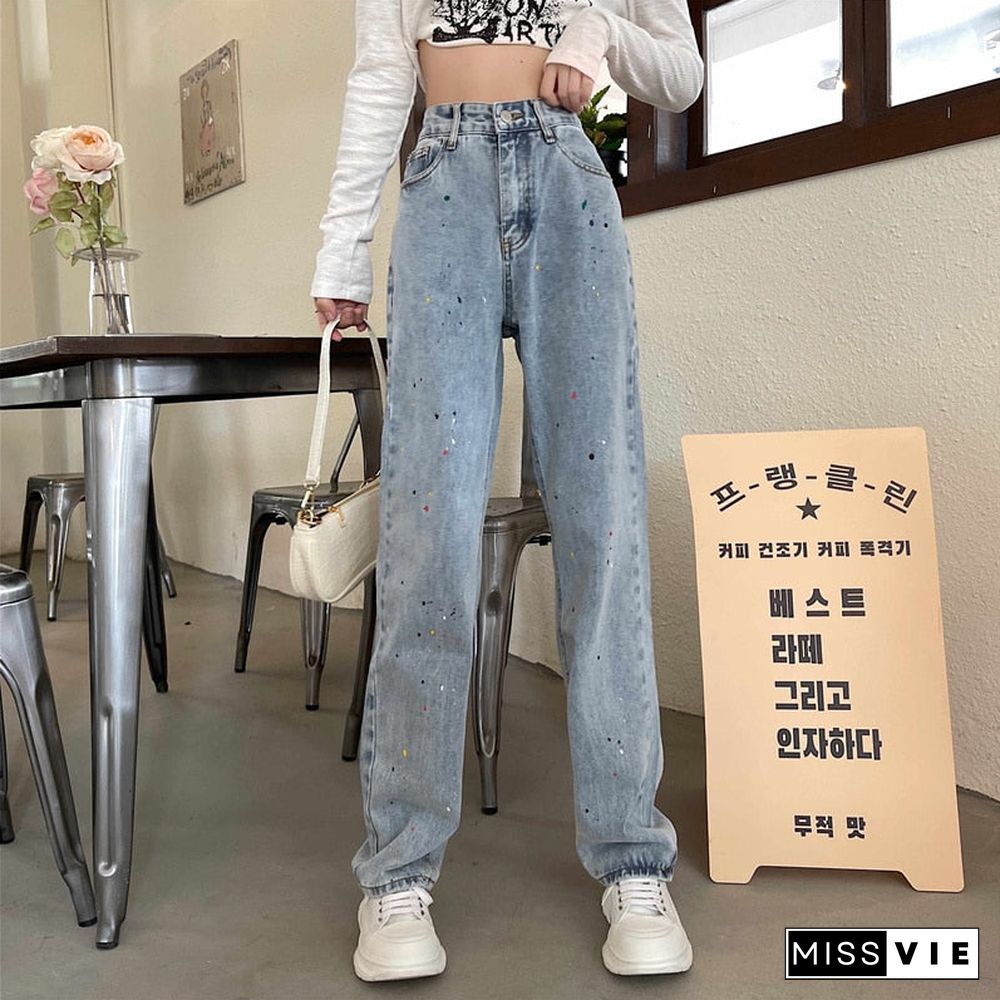 Woman Jeans High Waist Clothes Wide Leg Denim Clothing Blue Streetwear Vintage Quality Fashion Harajuku Straight Pants