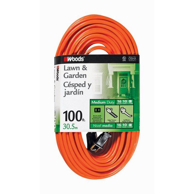 Woods Outdoor 100 Ft L Orange Extension Cord 16 2