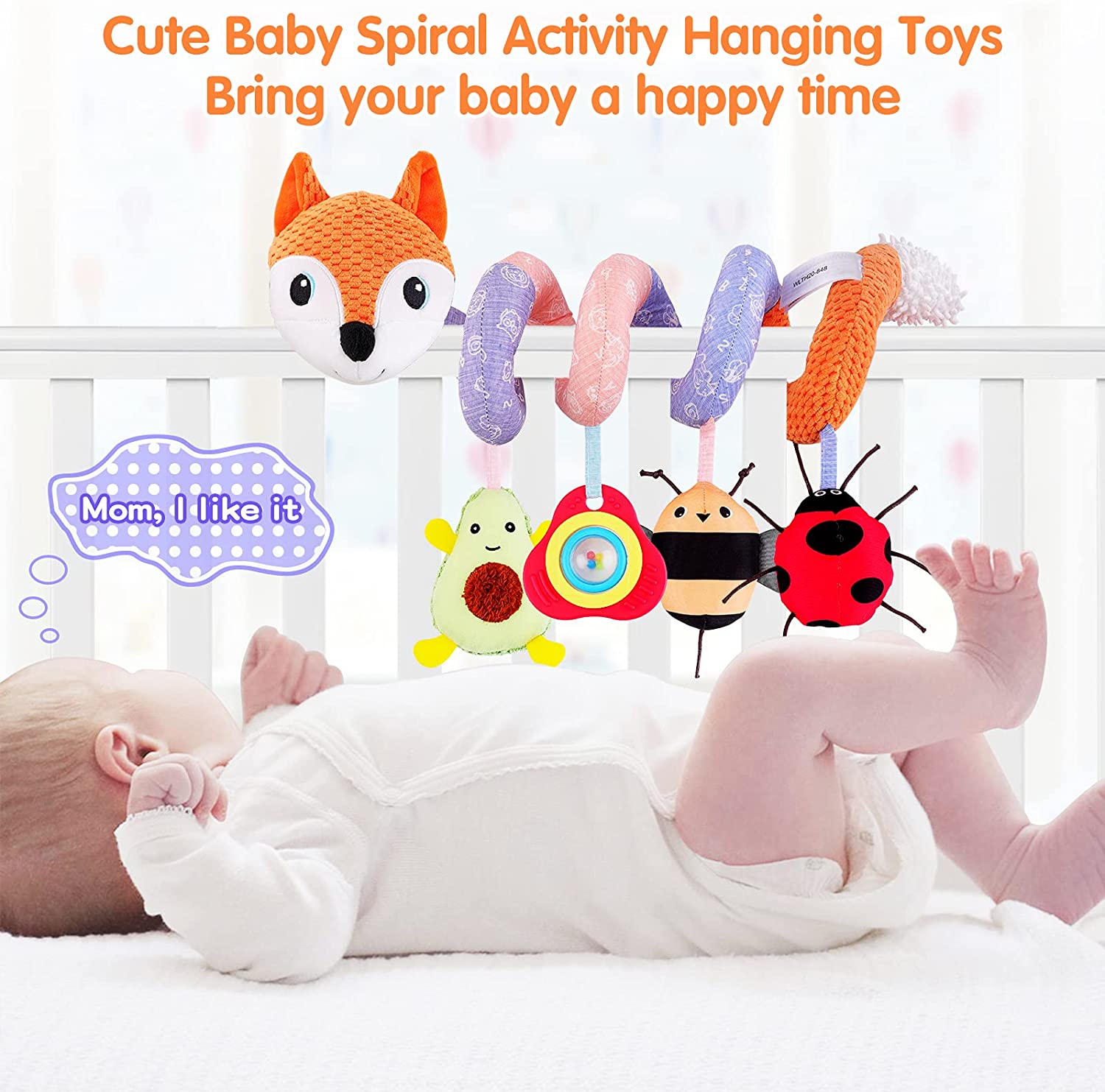 Baby Car Seat Stroller Toys - Baby Spiral Toys Babies Car Seat Toy Infant Crib Hanging Toys Rattle Activity Toys for Stroller Newborn Stroller Toys for Kids Boys Girls 0-12 Months