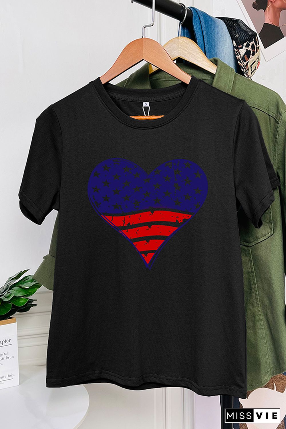 Patriotic Grunge Heart Graphic T-Shirt Wholesale