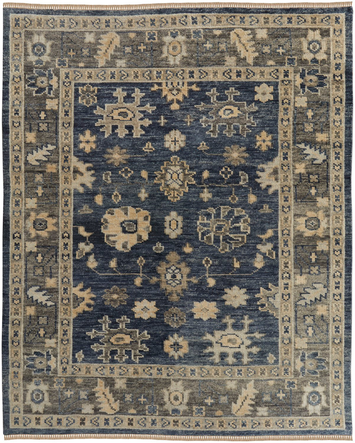 Foxboro Floral/Botanical Hand Knotted Blue / Gray Rug