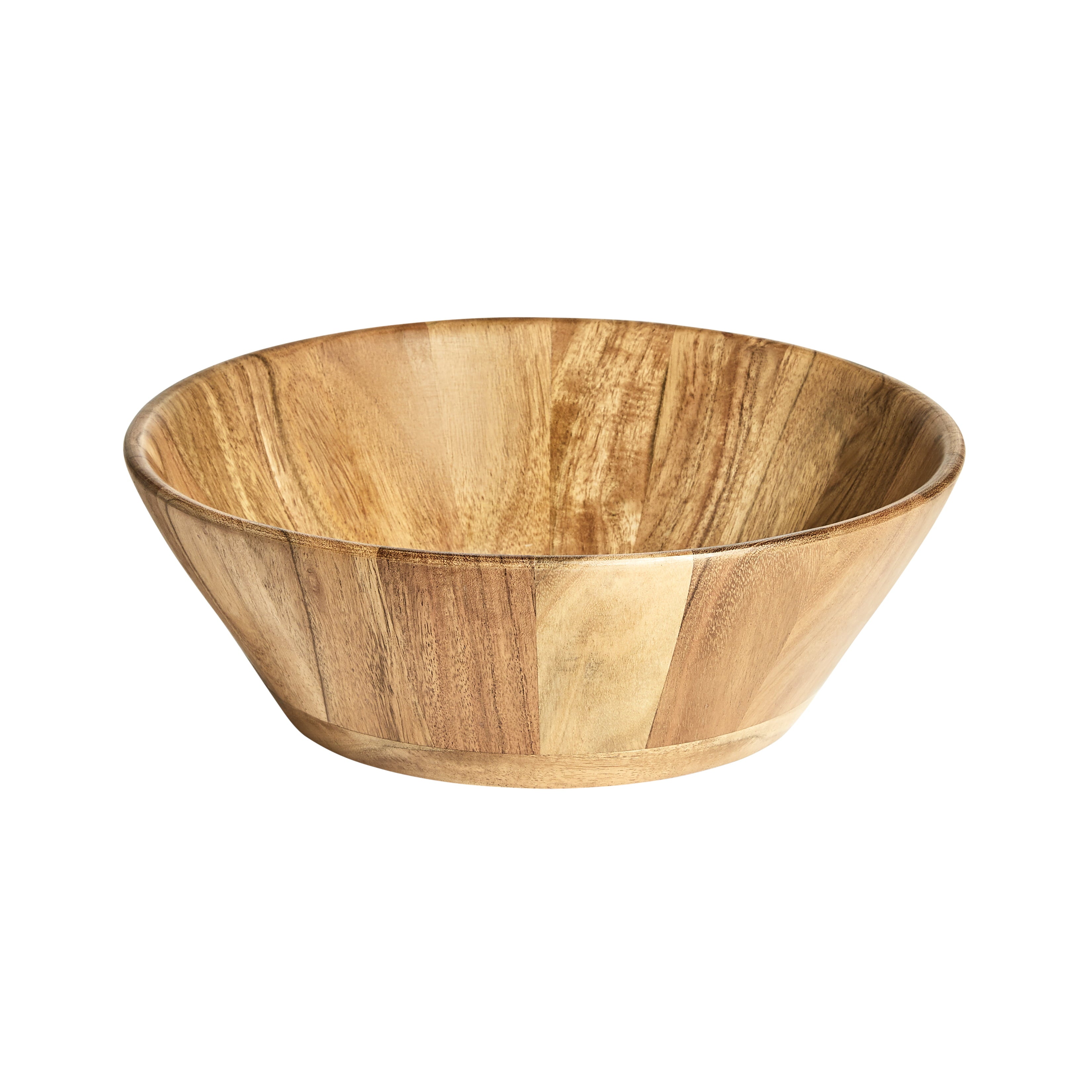 Better Homes and Gardens- Acacia Wood Large Angled Bowl， Natural Finish