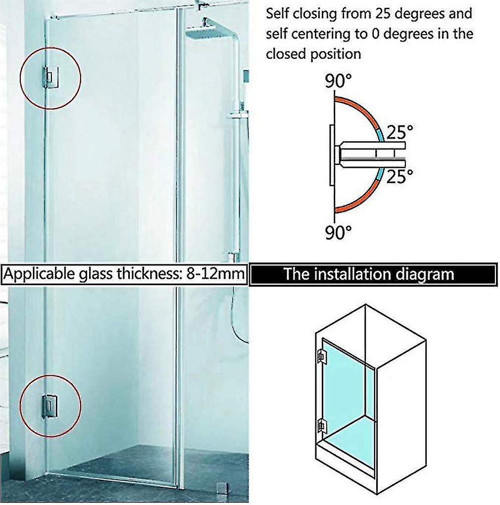 Frameless Glass Door Hinges Shower Room Accessories 90 Degree Glass Door Hinge  Hinge Stainless Steel Bathroom Clip (sliver)(1pcs)