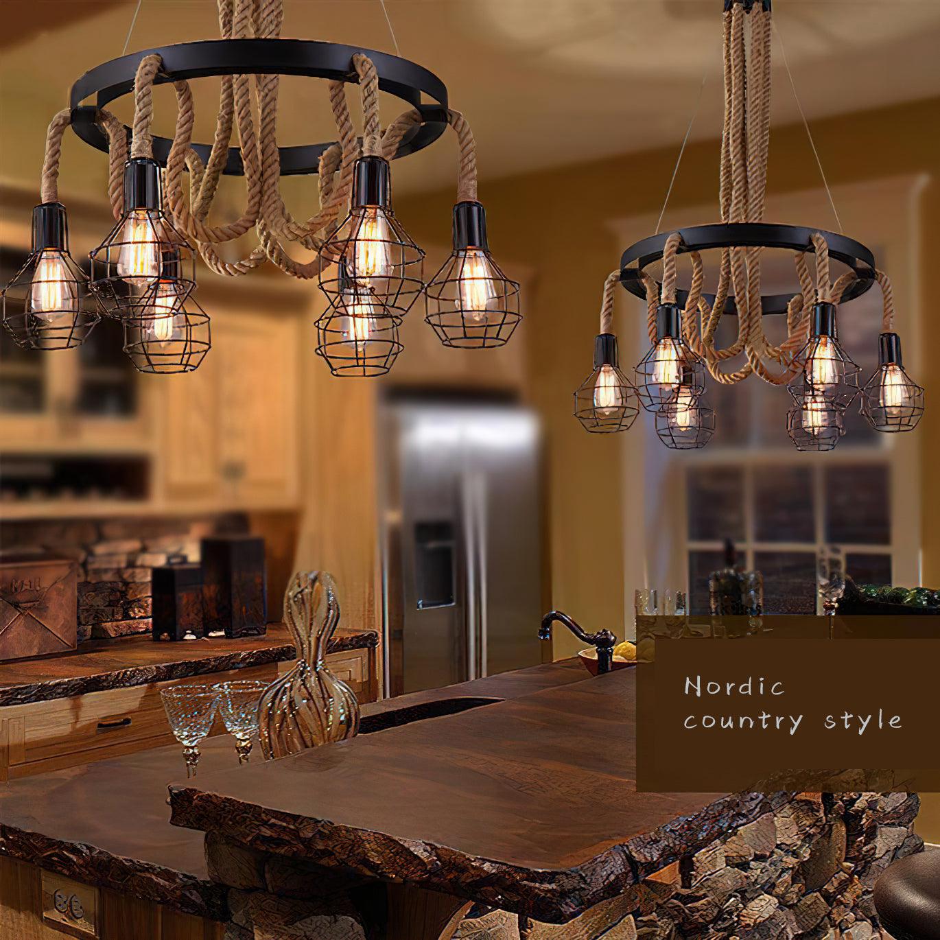 Hemp Rope Industrial Starfall Chandelier