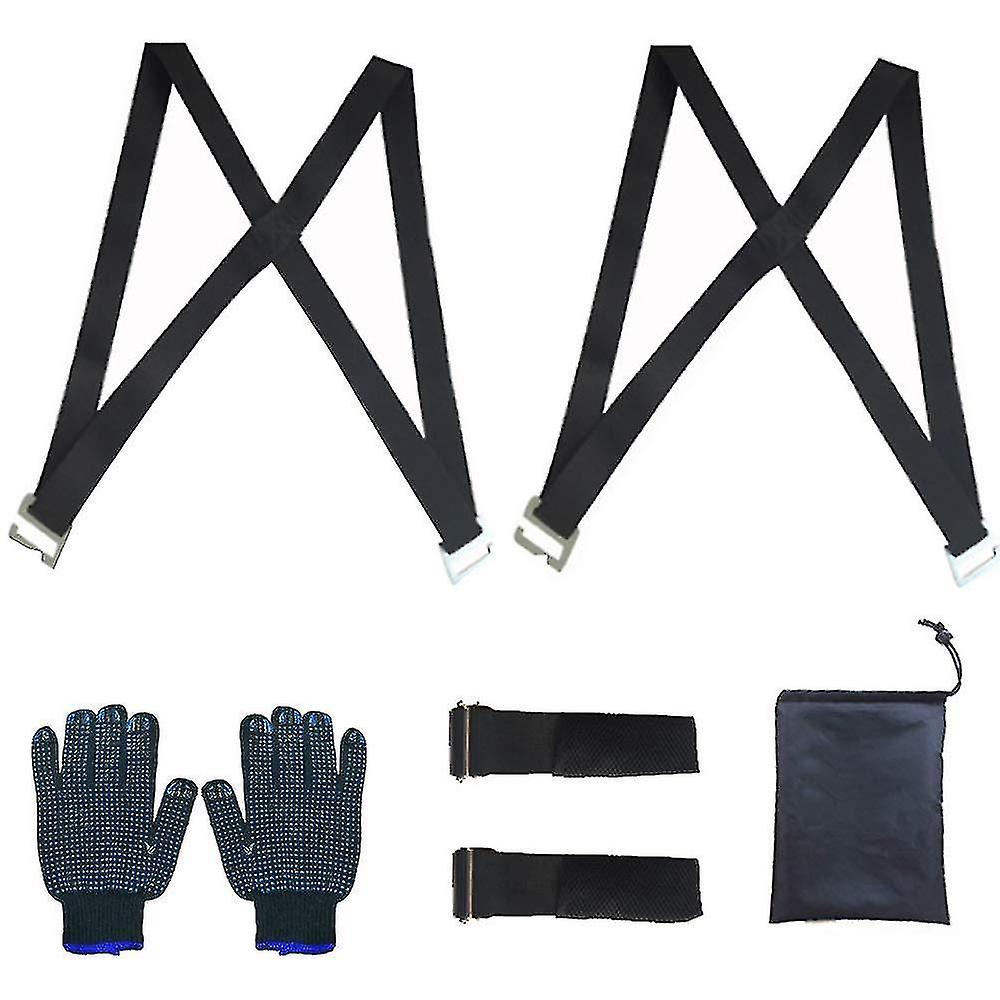 2-person Moving Shoulder Straps - Shoulder Carrying Straps With 2 Gloves For Moving And Lifting Easi