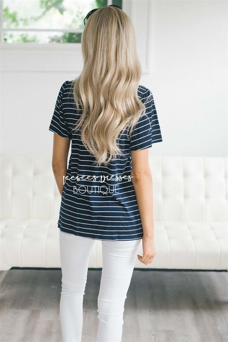 Striped Scallop Hem Top