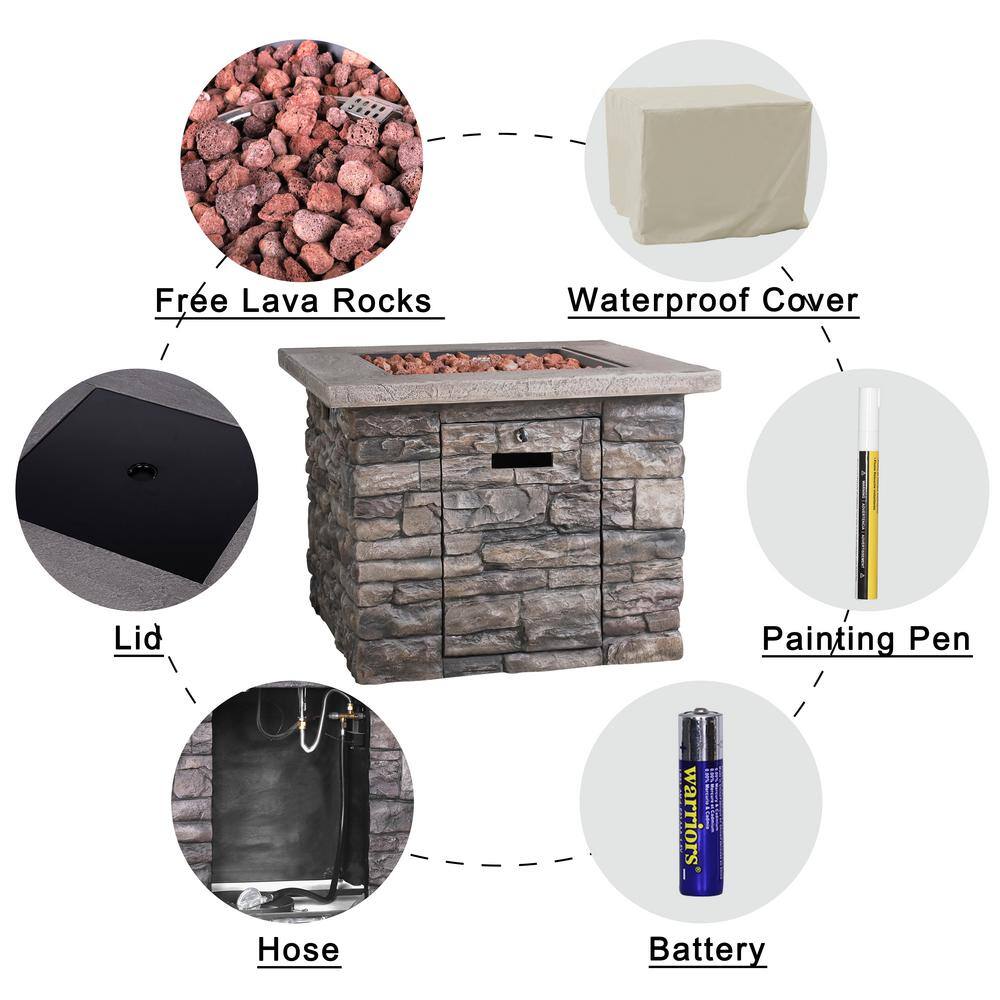 VEIKOUS 31 in. Square Outdoor Gas Fire Pit Propane 50000 BTU with Lid and Cover Free Lava Rocks PG0601-04