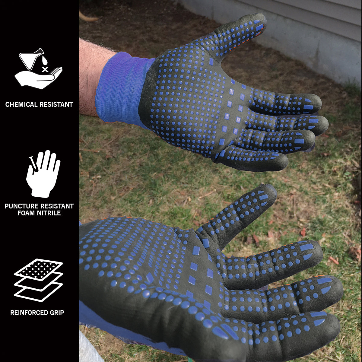 MidWest Gloves & Gear, Unisex, 6 Pack of Max Grip™ Gloves, Blue in color, Size LX