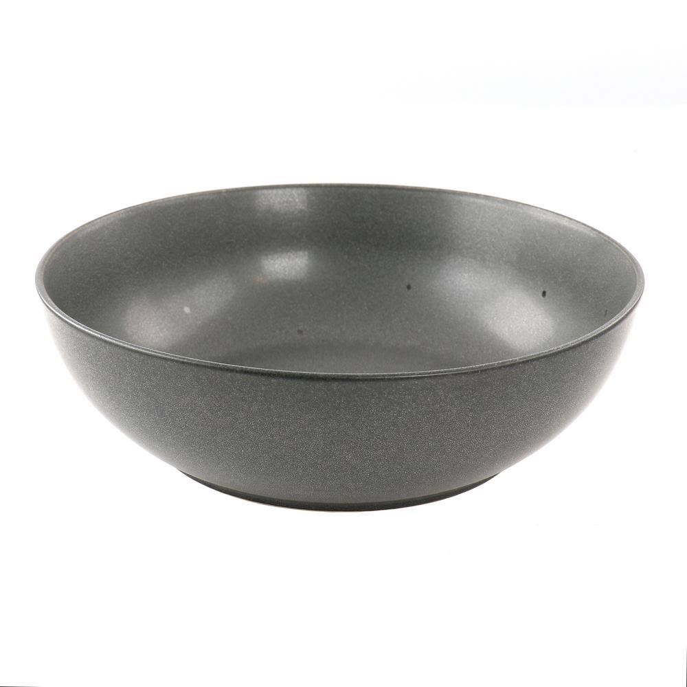 OUR TABLE Landon 10.4 in. 48 fl.oz Truffle Gray Round Stoneware Low Serving Bowl 985119924M