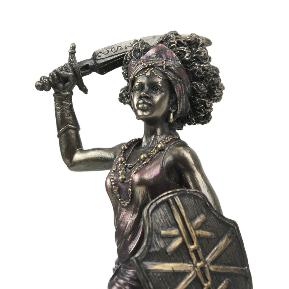 Bronzed Finish Obba Orisha Of Marriage And Transformation Statue   8.5 X 4 X 4 inches