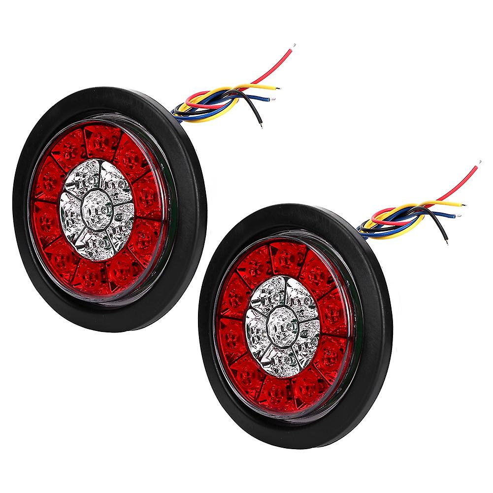 2pcs 4in Dc 24v 16 Leds Waterproof Rear Brake Light Turn Signal Tail Lamp For Truck Trailerred Yellow