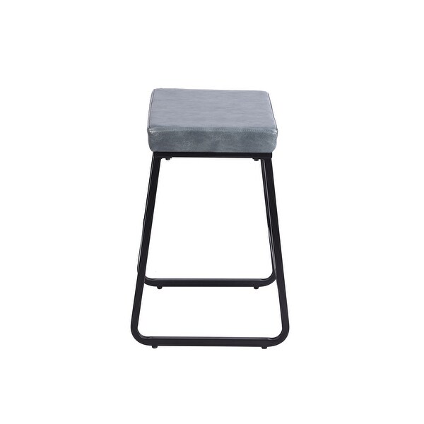 Porthos Home Setia Counter Stools Set of 2， PU Leather， Iron Legs