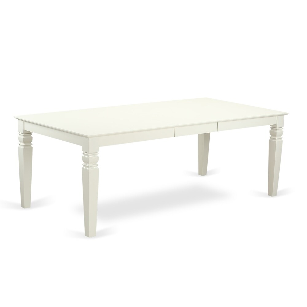 East West Furniture Dining Table Se  A Rectangle Dining Room Table and Wood Seat Chairs  Linen White (Pieces Options)