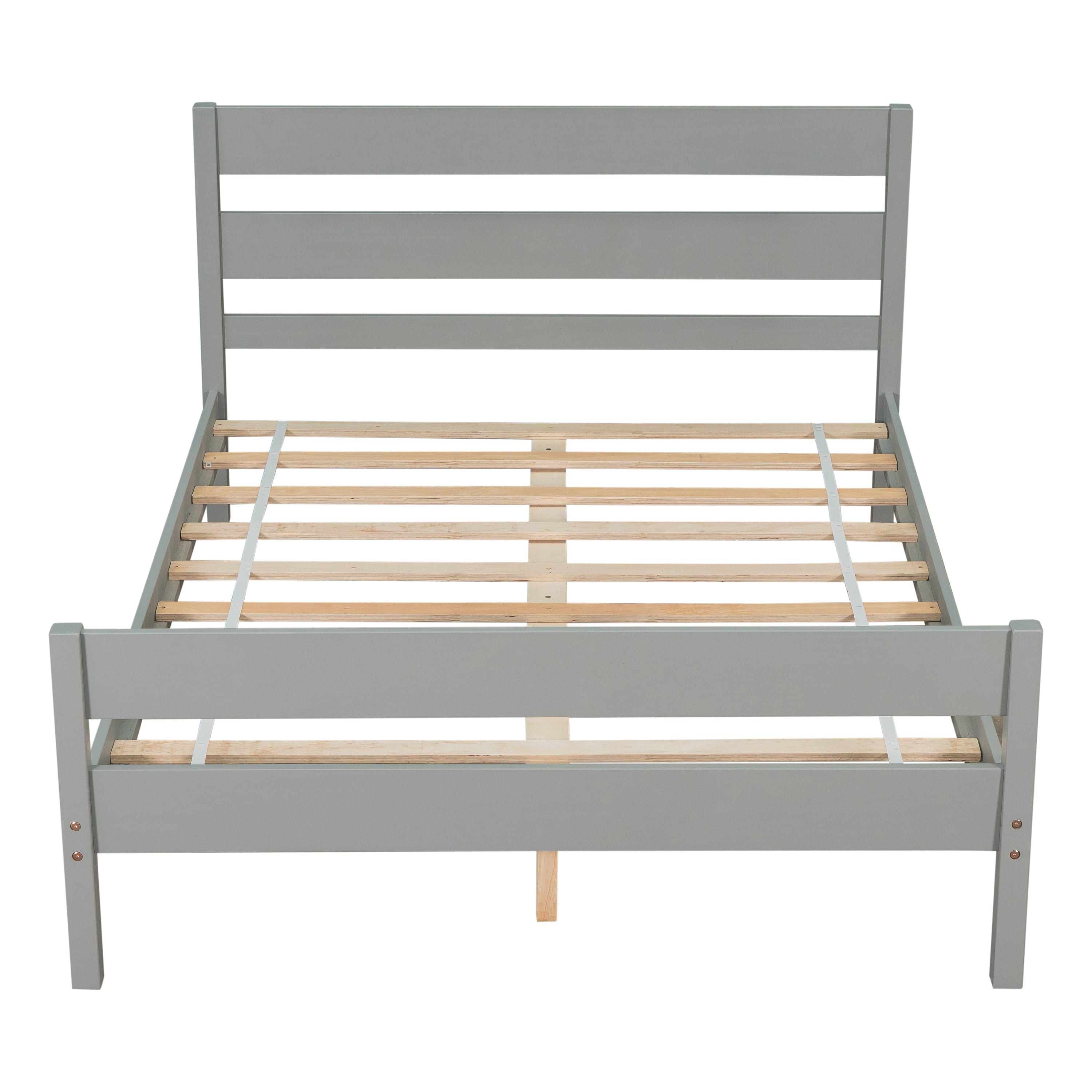 BTMWAY Full Bed Frame with Headboard and Footboard, Modern Wood Platform Bed for Kids Teens Adults, Strong Wooden Slats Support, Full Size Bed Frame No Box Spring Needed, Gray