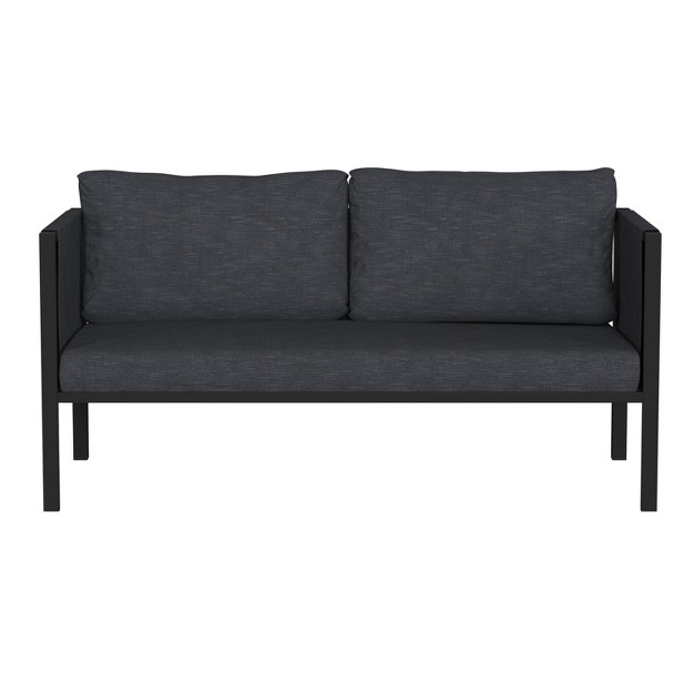 Merrick Lane Outdoor Love Seat sofa With Removable Fabric Cushions And Steel Frame