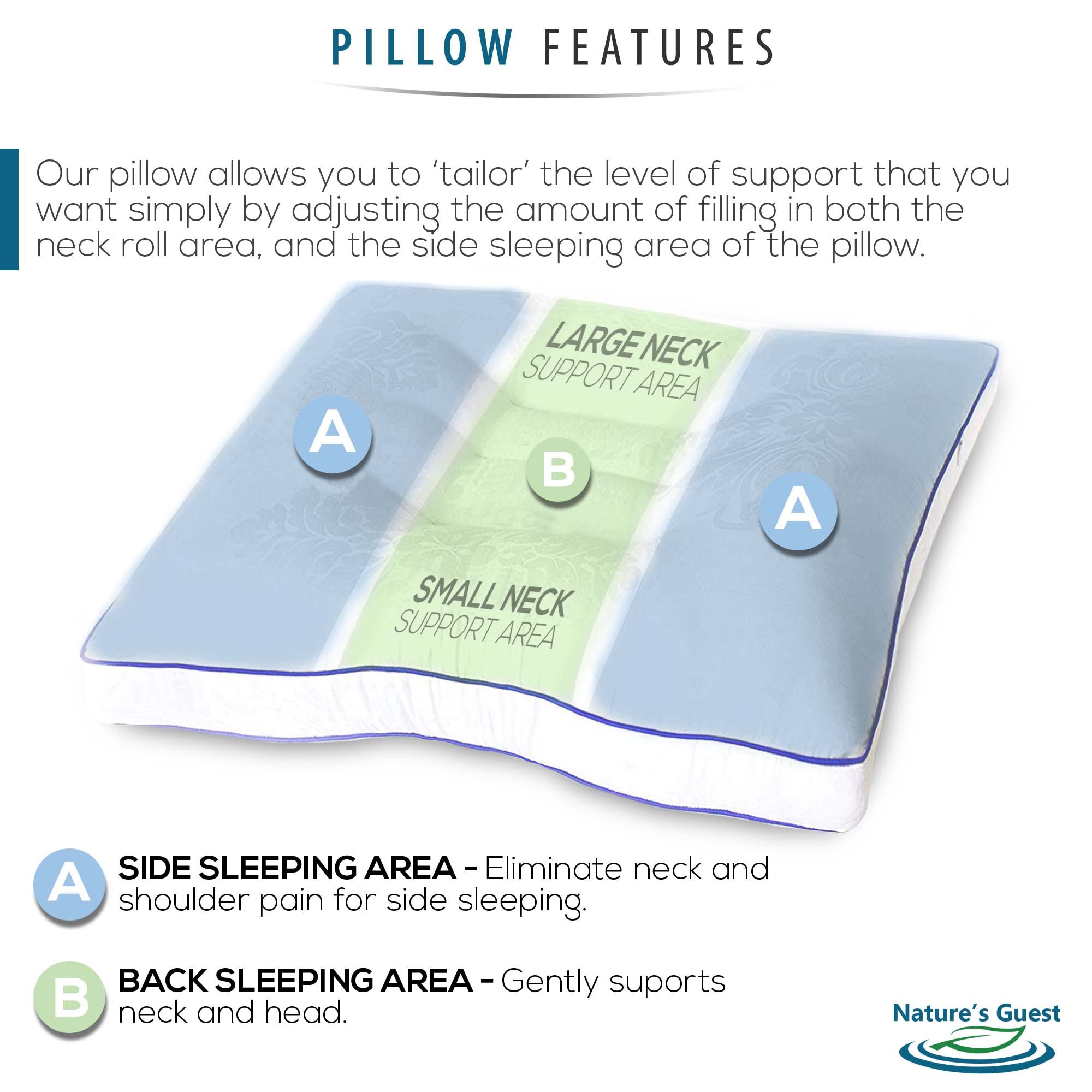 Nature's Guest Adjustable Cervical Pillow, Standard Size, Medium Support