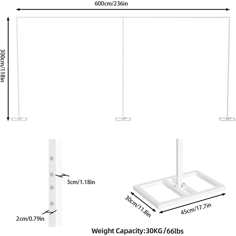 20ft x 10ft Metal Wedding Backdrop Stand Adjustable Archway Frame