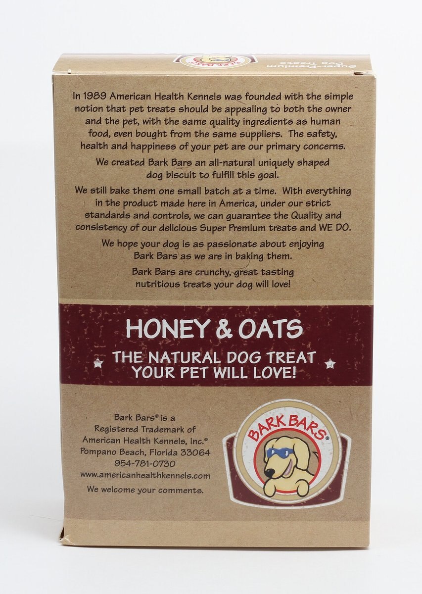 Bark Bars Honey and Oats Dog Treats， 12-oz box