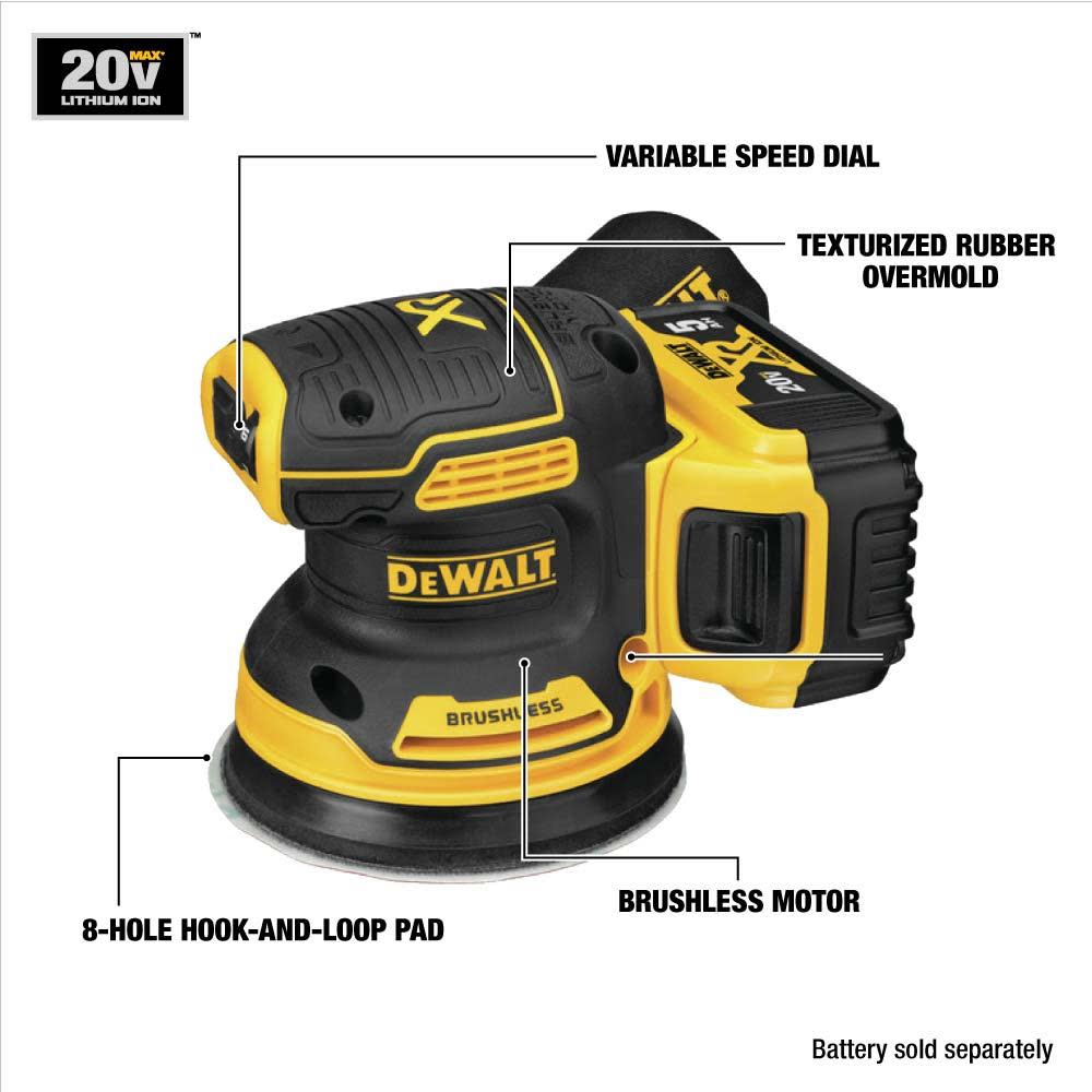 DEWALT 20-Volt Brushless Variable Speed Cordless Random Orbital Sander (Battery Included) Kit