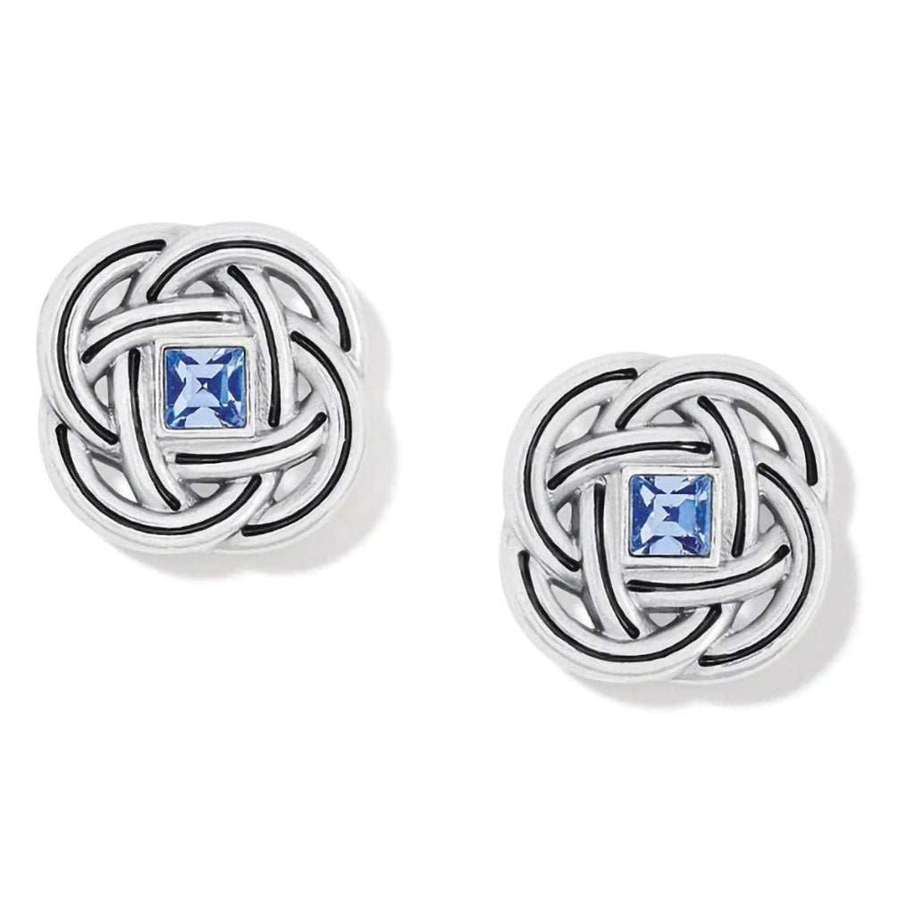 Brighton  Interlok Shine Post Earrings in Silver-Light Sapphire