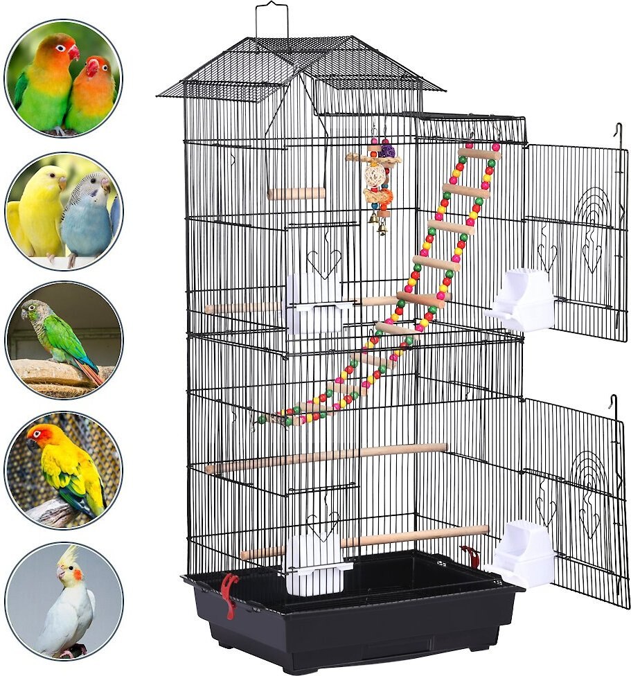 Yaheetech 39-in Parrot Bird Cage， Black， Large