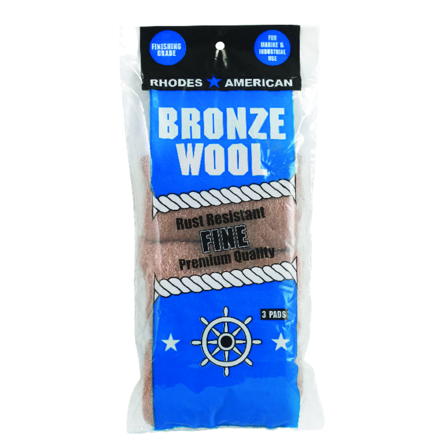 Rhodes American Homax 3 Grade Fine Bronze Wool Pads 3 pk