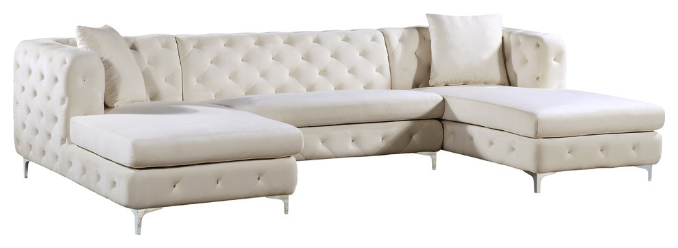 Gail Velvet 3 Piece Sectional   Contemporary   Sectional Sofas   by HedgeApple  Houzz