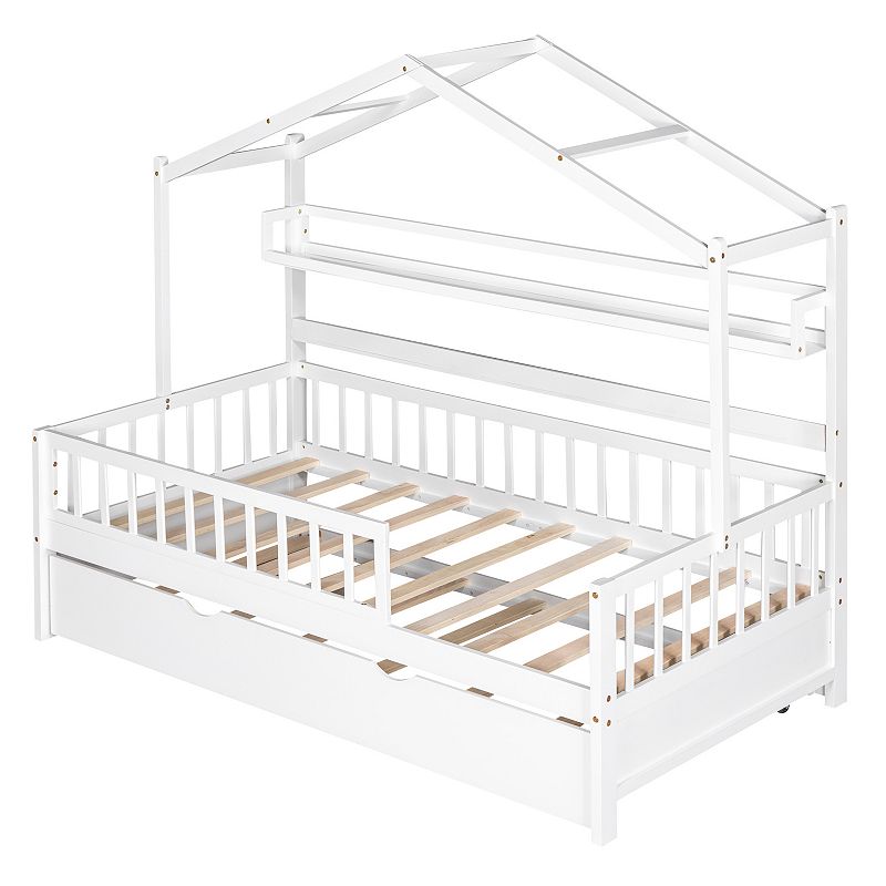 Merax Wooden House Bed With Trundle