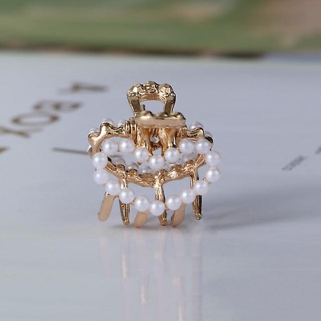 Mini pearl hair claw women rhinestone flower crab claw clip