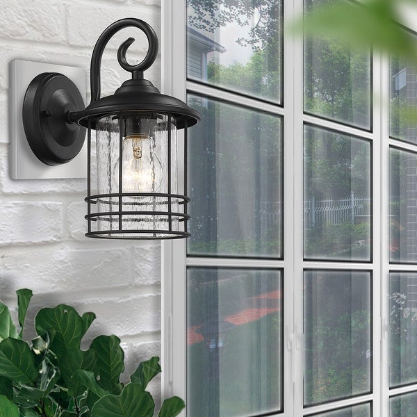 1-Light Outdoor Wall Light with Clear Seedy Glass (Set of 2) - 5.5