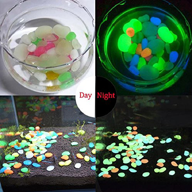 100pcs/Bag Luminous Pebbles Glow in the Dark Stones Rocks for Home Fish Tank Garden Outdoor Walkway Decor