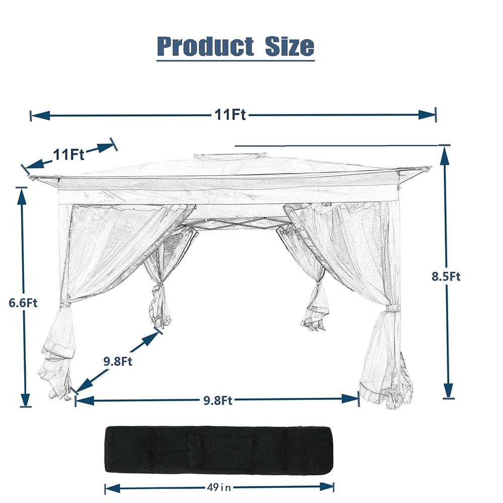 Gazebo with Removable Zipper Netting  2 Tier Soft Top Event Tent