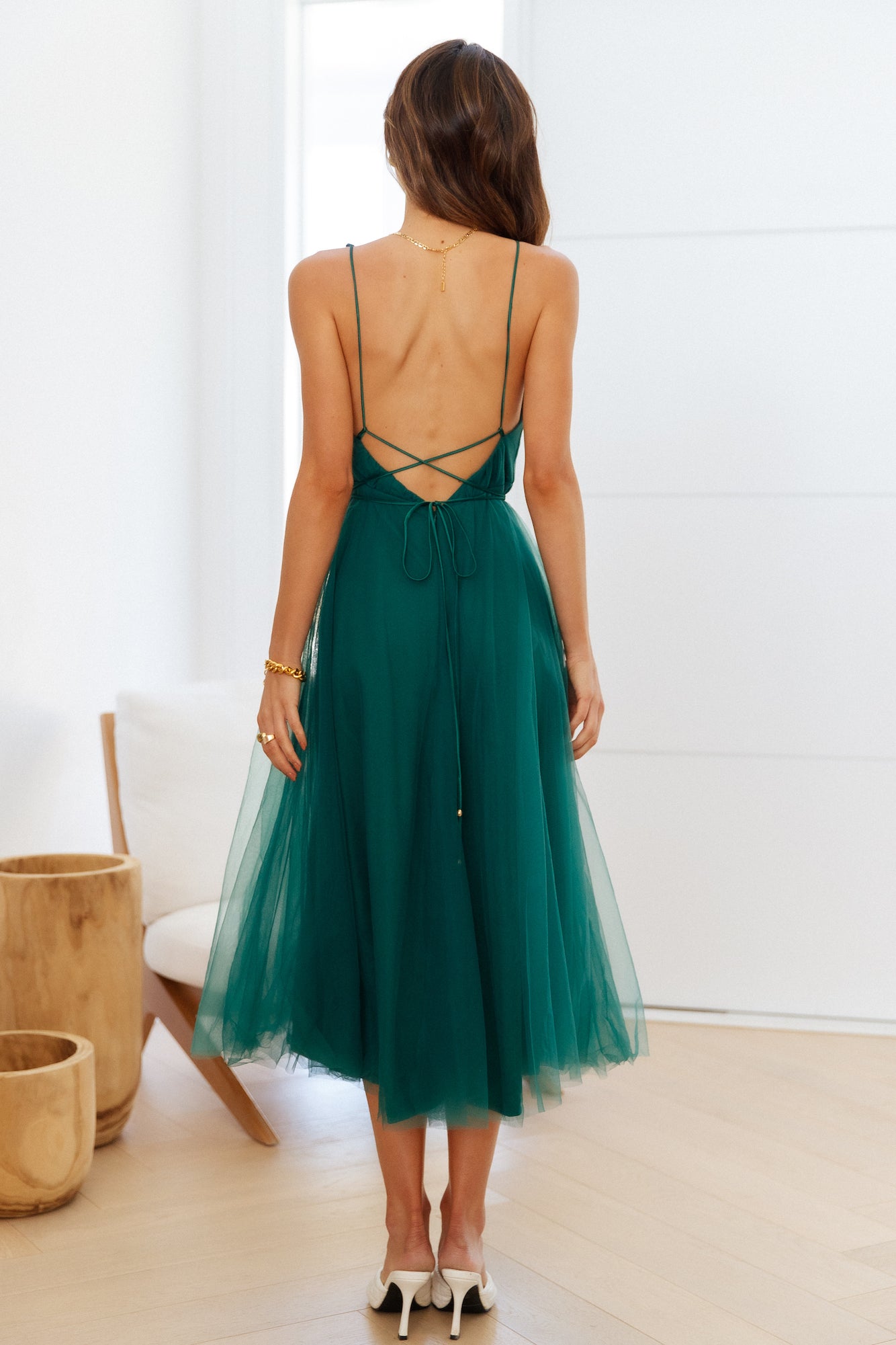 Summer Cinderella Midi Dress Forest Green