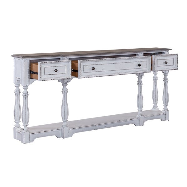 Magnolia Manor Antique White Weathered Bark 72 Inch Hall Console Table