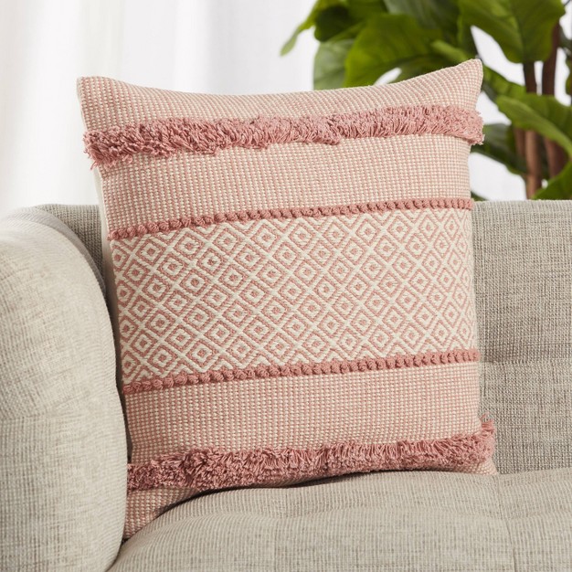 Oversize Imena Trellis Poly Filled Square Throw Pillow Pink cream Jaipur Living