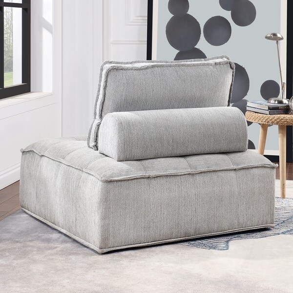 Upholstered Armless Accent Chair Lazy Sofa Seating， Linen