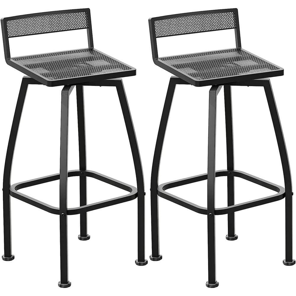 FUFU&GAGA Swivel Metal Outdoor Bar Stools Low Back Height Backrest Outdoor Bar Chairs Patio Bistro Garden Backyard (Set 2) AMKF170277-02