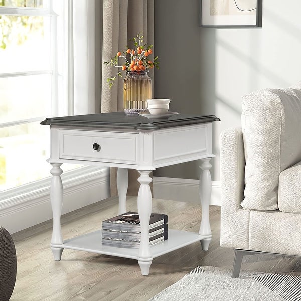 Classical Multifunctional End Table with Open Styled Shelf and Drawer