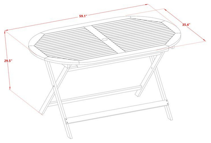 East West Furniture Diboll 7 piece Wood Patio Set in Natural Oil   Transitional   Outdoor Dining Sets   by Homesquare  Houzz