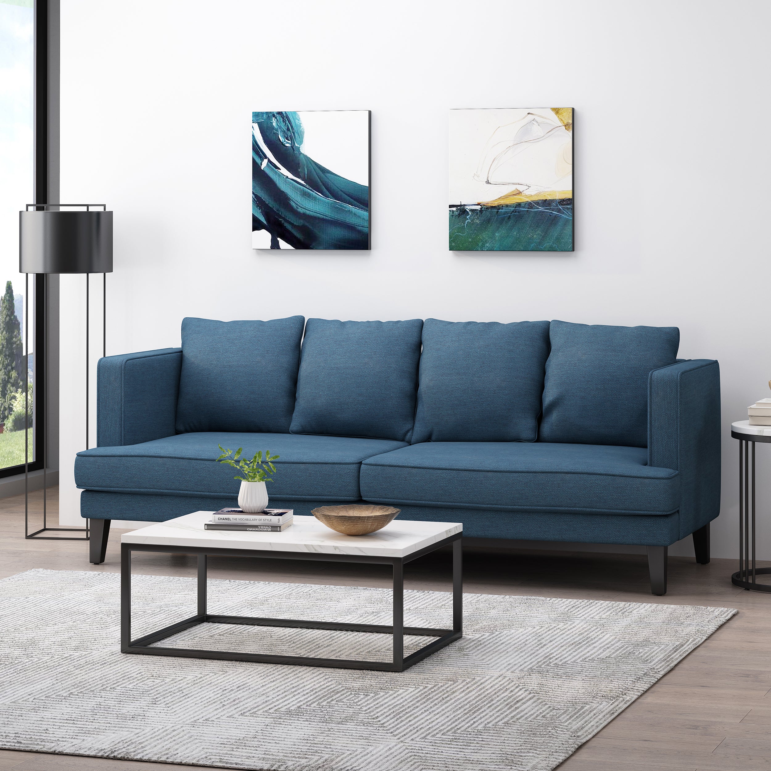 Nimsi Contemporary 3 Seater Fabric Sofa