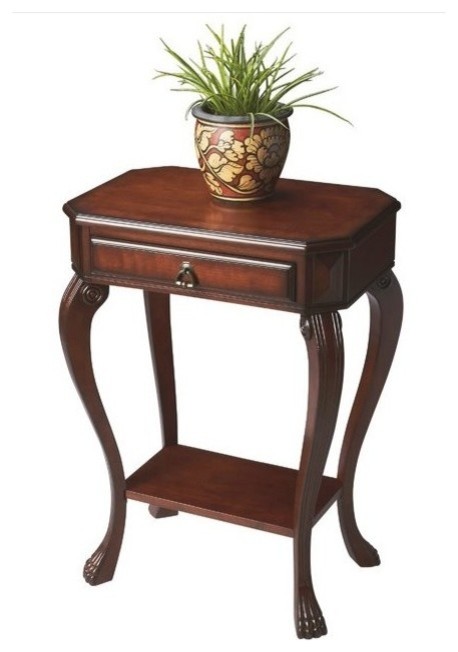 Beaumont Lane Traditional Wood Console Table in Cherry Dark Brown   Console Tables   by Homesquare  Houzz