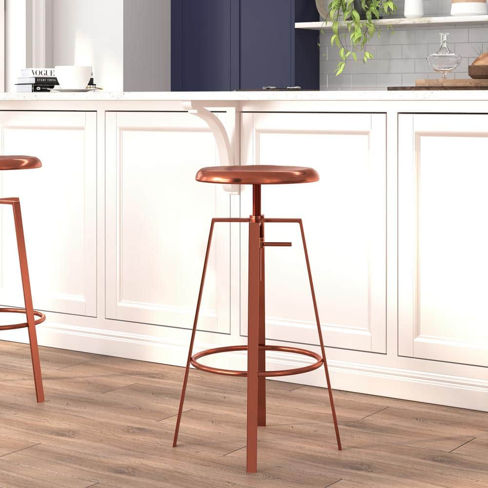 Carnegy Avenue 35 in. Adjustable Height Rose Gold Bar Stool CGA-CH-231763-RO-HD