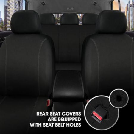 Autocraft Car and SUV Seat Cover， Black Neoprene， Sporty， Universal， Low Back， Water Resistant， Full Set