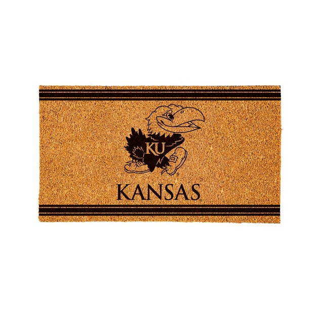 Evergreen University Of Kansas Logo Turf Mat Brown 28 X 16 Inches Indoor Outdoor Doormat