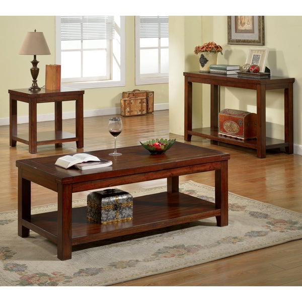 Furniture of America Ambelle 48-in. Cherry Solid Wood Sofa Table