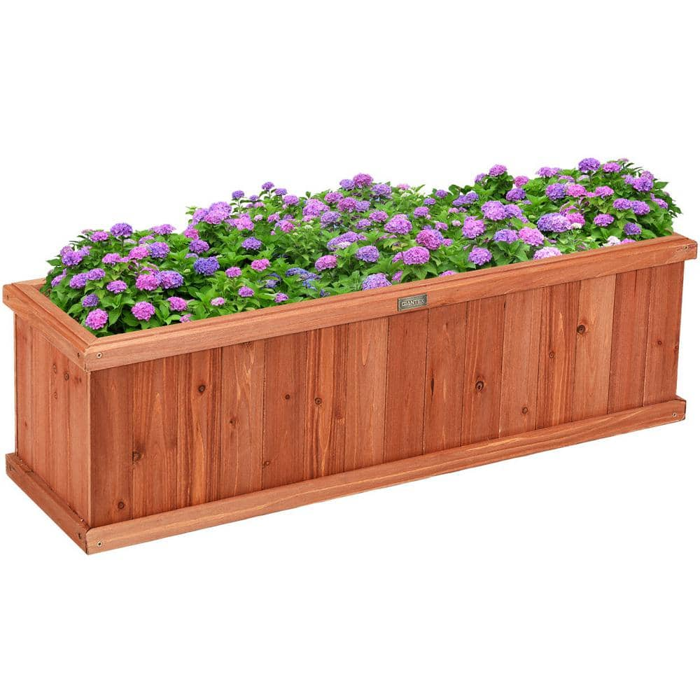 Costway 40 in. Rectangular Wooden Flower Planter Box Garden Yard Decorative Window Box GT3432