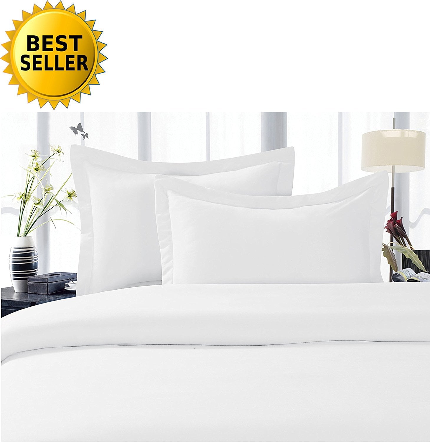 Celine Linen Best， Softest， Coziest Duvet Cover Ever! 1500 Thread Count Egyptian Quality Luxury Super Soft WRINKLE FREE 3-Piece Duvet Cover Set ， Full/Queen， White