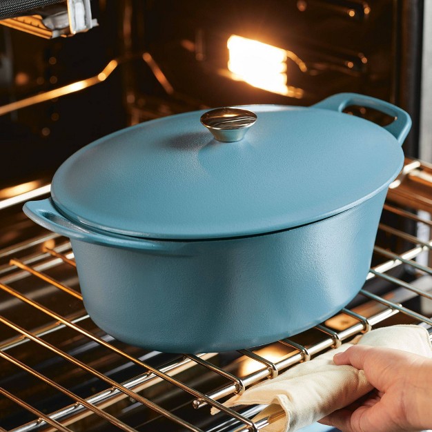 Rachael Ray Premium Nitro Cast Iron Dutch Oven 6 5qt Agave Blue